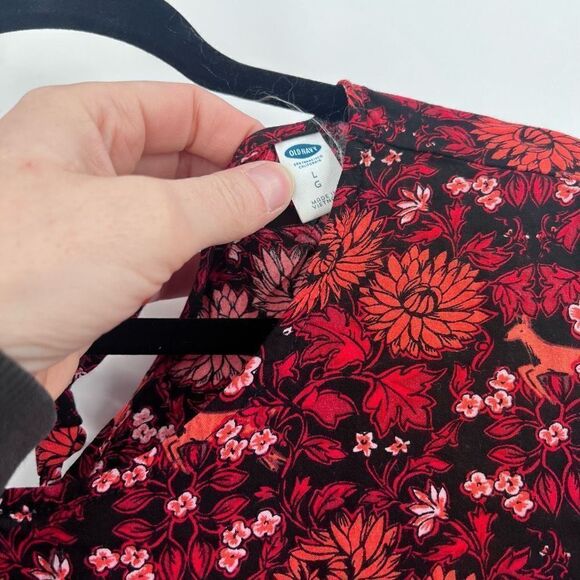 Old Navy Blouse floral group career vacation Size Large Chambray Mixed Print - Picture 9 of 15
